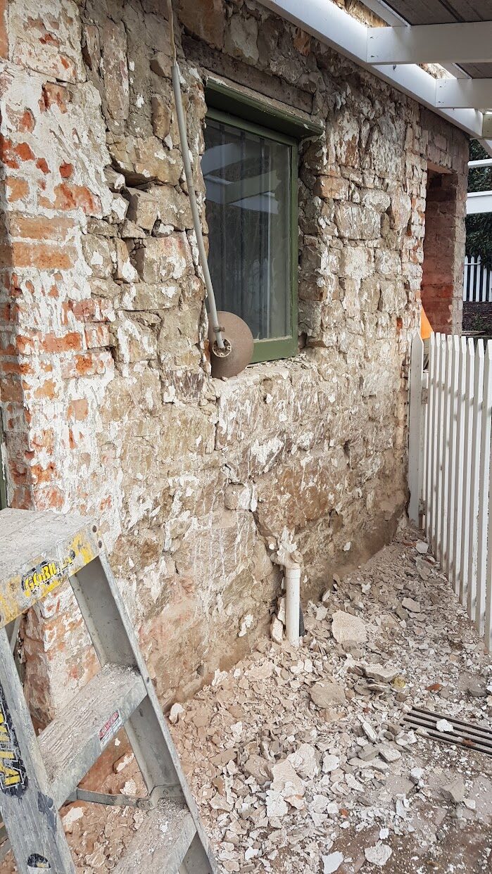 Stone and brick substrate repairs and repointing at Rosehill Homestead
