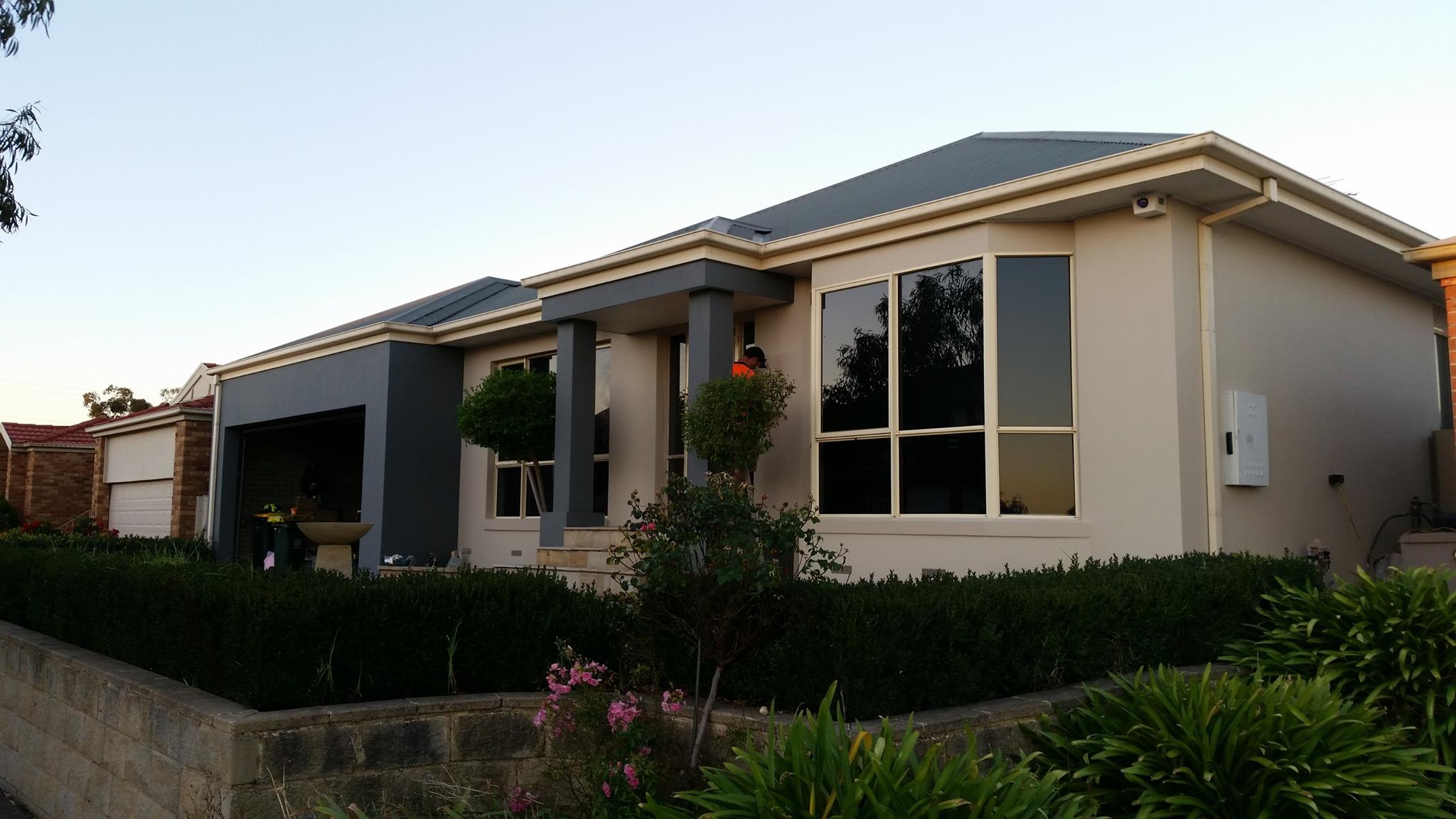 Completed remedial rendering and facade restoration on a South Morang home