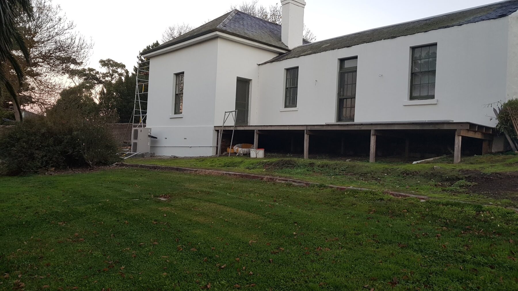 Rear elevation of Rosehill Homestead with the finish coat applied