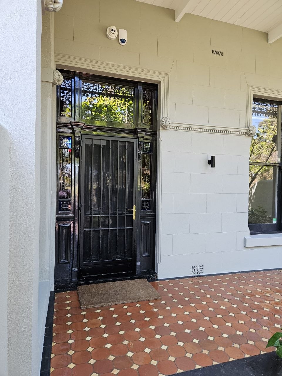 Restored heritage entrance facade with recreated ashlar render at 753 Park Street, Brunswick